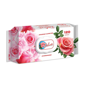 Влажные салфетки  Deluxe очищающие универсальные 120л./вл.16 с клапаном