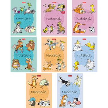 Блокнот МАЛЫЙ ФОРМАТ А6 (105х145 мм) 24 л., скоба, ламинированная бумага, HATBER, Животные