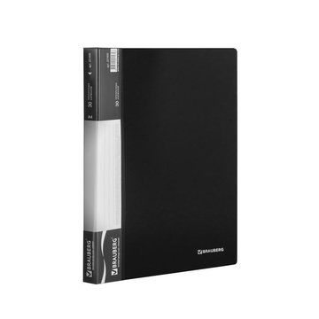 Папка 30 вклад. Стандарт Черная, 0,6 мм