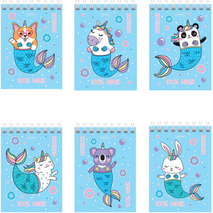 Блокнот МАЛЫЙ ФОРМАТ (75х105 мм) А7, 60 л., гребень, картон, клетка, HATBER "Это волшебство"