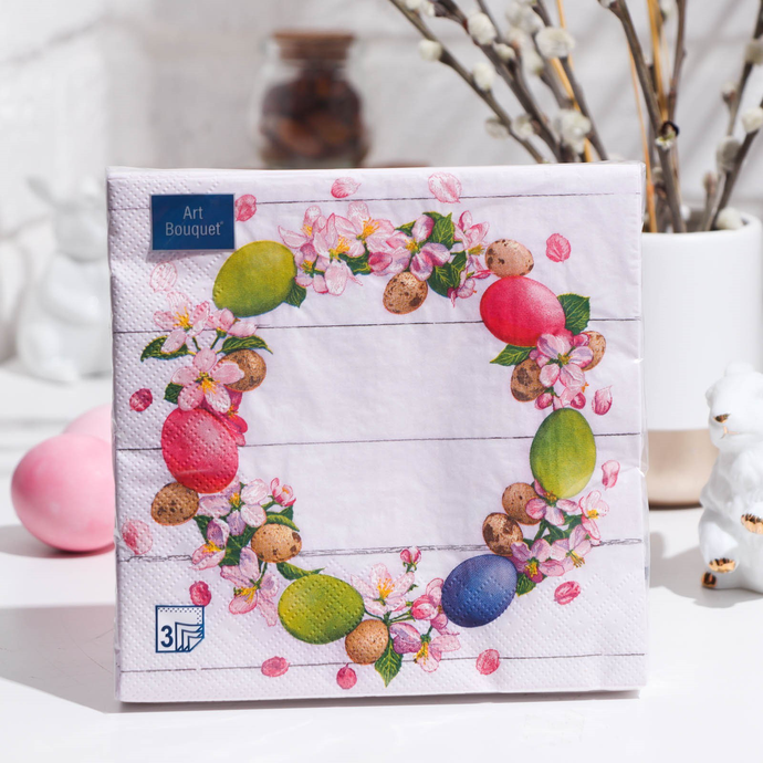 Салфетки  Art Bouquet "Пасхальный венок" 33х33 3 сл.,20л/вл.12