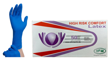 Перчатки HIGH RISK COMFORT (14,5 гр) латекс н/стер.неоп.текстур.хлор.двойн (M, 7-8) синие
