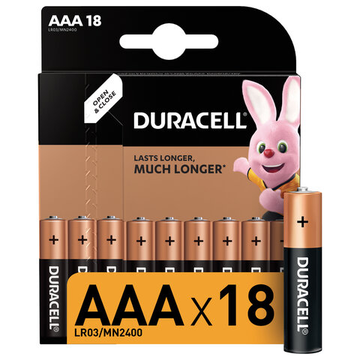 Батарейки Комплект 18 шт Duracell Basic AAA LR03 24A, алкалин. мизинчик.
