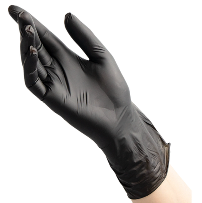 Перчатки одноразовые винил BENOVY, черные М 50пар/уп