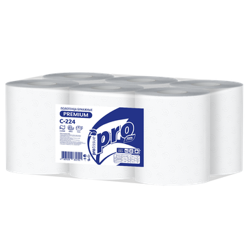 Полотенца бумажные рулонные с центр.вытяжкой "Protissue" 2 слоя 150 м/6 вл С224