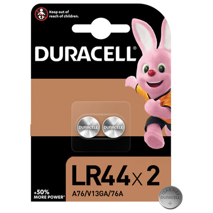 Батарейки DURACELL, LR44 (V13GA, 76A), алкалиновые, КОМПЛЕКТ 2 шт., блистер