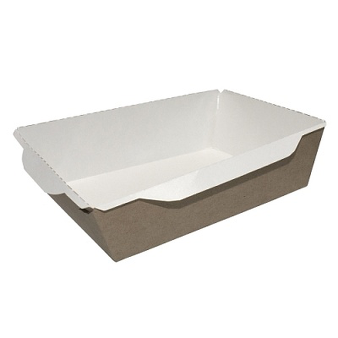 Контейнер бумажный без крыш. 800мл 207х127х50мм OpSalad ламинированный цвет Крафт/Белый OSQ (х50/400