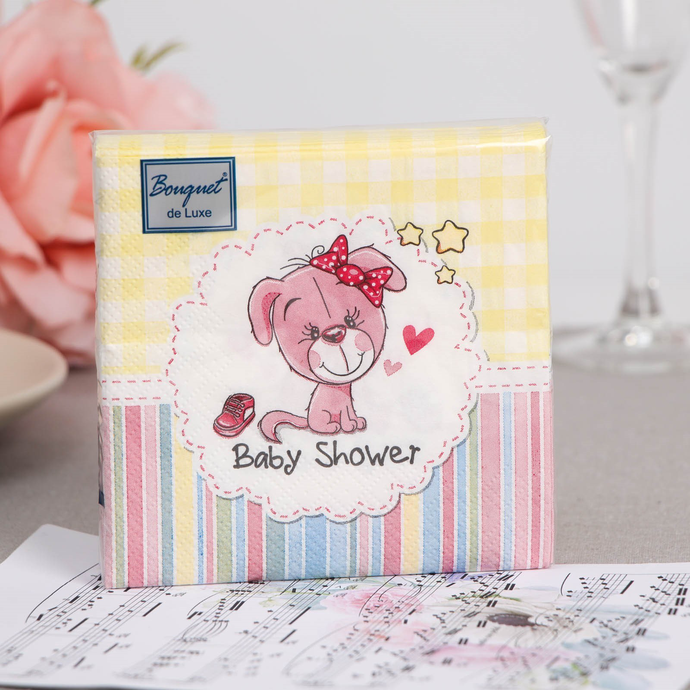 Салфетки Bouquet  de Luxe "Веселые зверюшки" 24х24 , 3 слоя .25л./вл.15