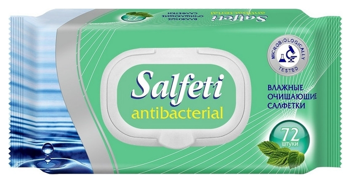 Влажные салфетки Salfeti antibac №72 антибактериальные с клапаном арт.48397