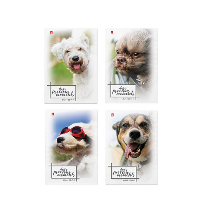 Блокнот А7 40 л., скоба, ламинированный картон, клетка Альт, Щеночки