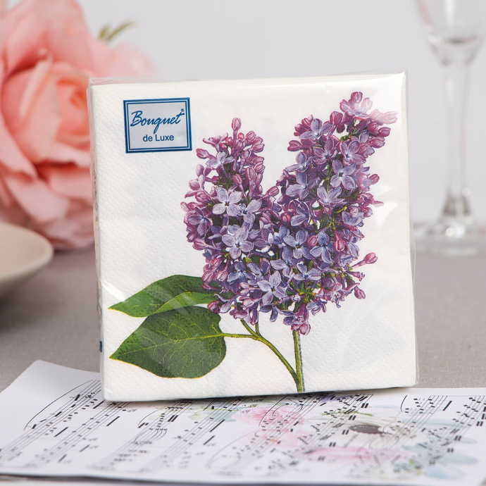 Салфетки Bouquet  de Luxe "Сирень ", 24*24 3сл.25 листов/15