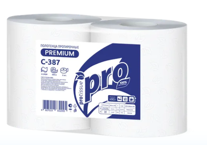 Бумага протирочная "Protissue" 2 слоя, белая, 24*35 см.вл.2 С387