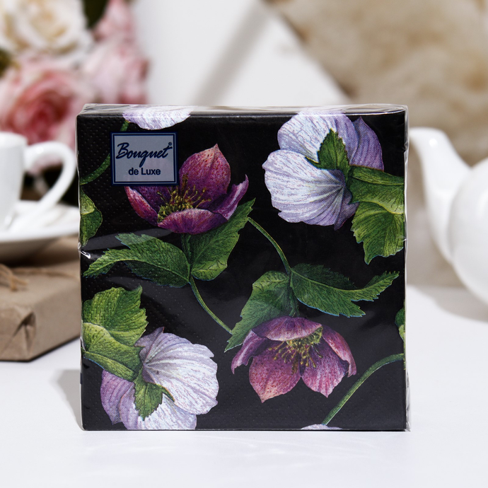 Салфетки Bouquet  de Luxe "Декоративный цветок" 24х24 , 3 слоя .25л./вл.15