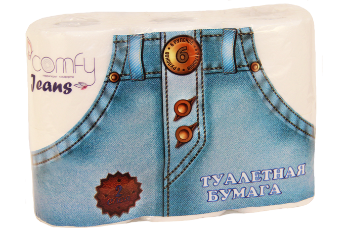 Туалетная бумага Comfy "Jeans"  2-сл. 6 рул./вл.8
