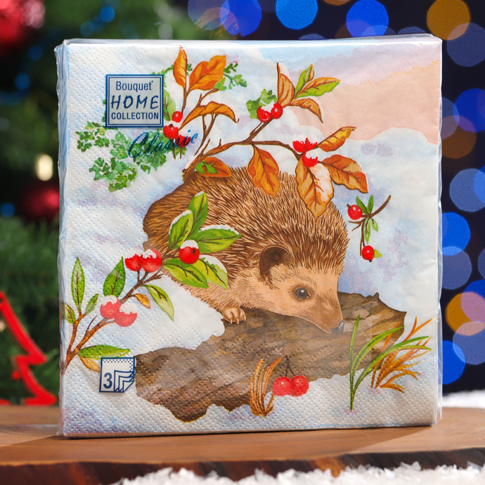 Салфетки 20л, Bouquet Home Collection Classic, 3хсл., " Ёжик в Новый Год"/12