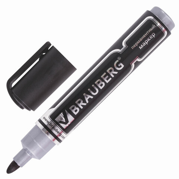 Маркер перманентный BRAUBERG "Neo", ЧЕРНЫЙ, круглый наконечник 5 мм, с клипом