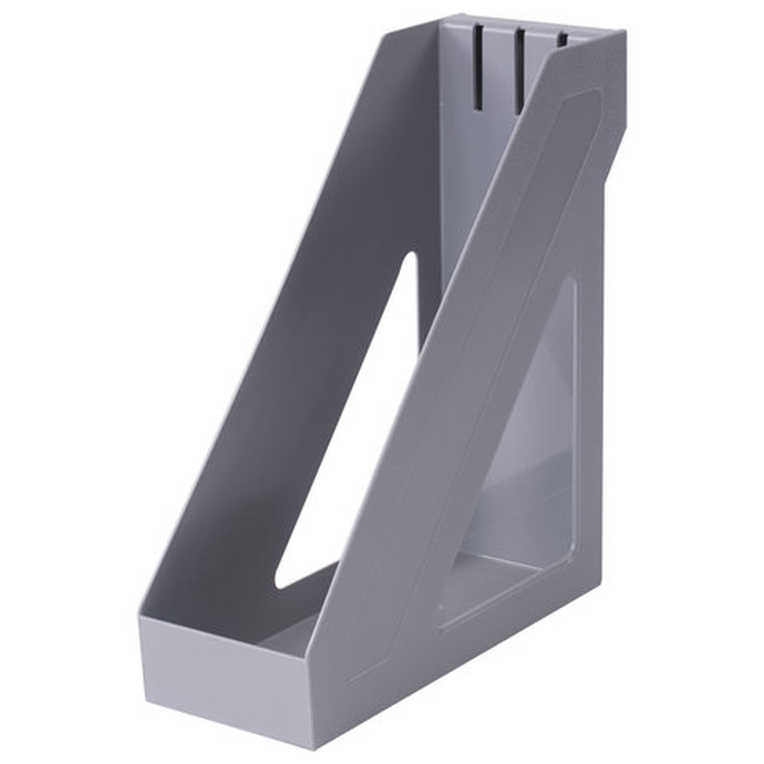 Лоток вертикальный для бумаг BRAUBERG "Basic" серый, 265х100х85 мм