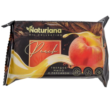 Мыло туалетное, твердое, штампованное 100 гр. "NATURIANA с персиковым маслом