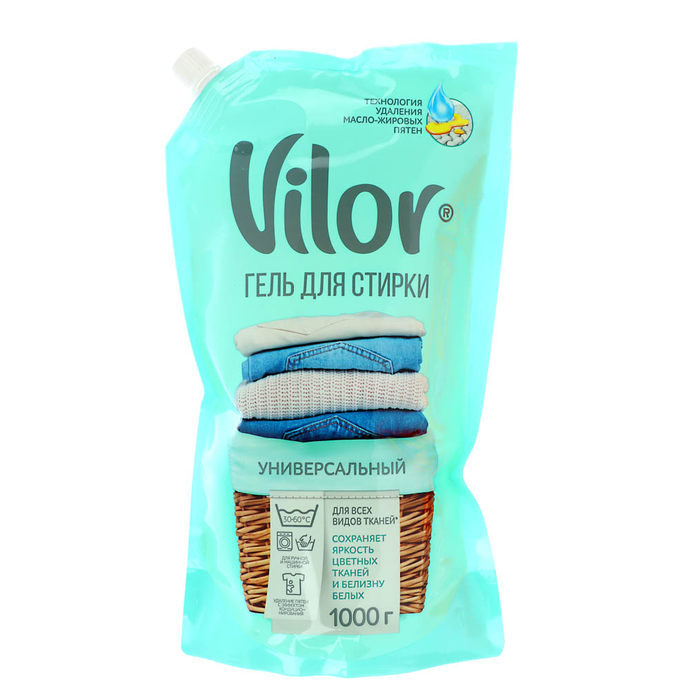 Гель для стирки VILOR универсальный, дой-пак, 1000 г