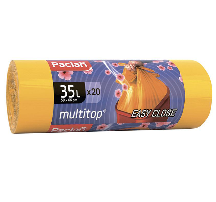 Мешки для мусора ароматизированные 35 л, ушки, желтые 20 шт. ПВД 66х50 см, PACLAN "Multitop Aroma"