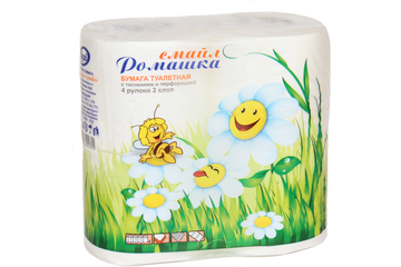 Туалетная бумага "Ромашка Смайл" 2-сл. 4 рул./вл.12