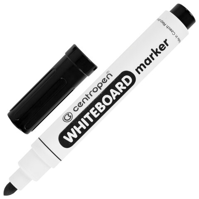 Маркер стираемый для белой доски ЧЕРНЫЙ, CENTROPEN "Dry-Wipe", 2,5 мм