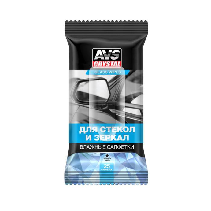 Влажные салфетки "Для стекол и зеркал" 25 шт. AVS AVK-200