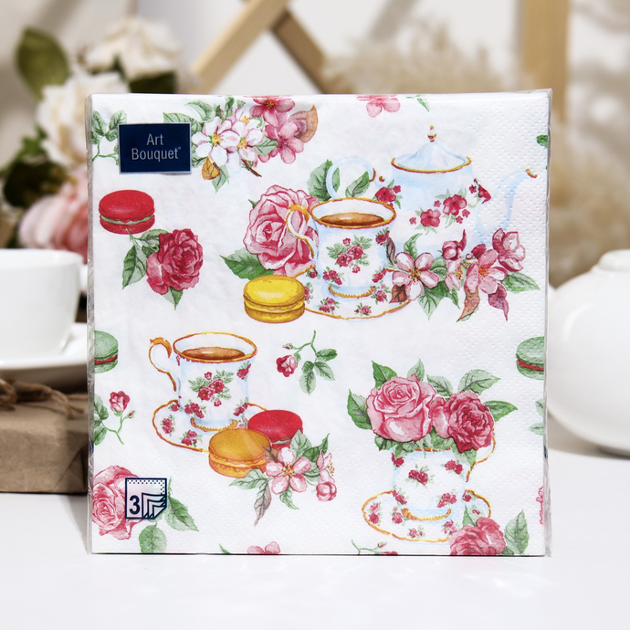 Салфетки Art Bouquet  "Чайная роза" 33х33 , 3 слоя .20л/вл.12