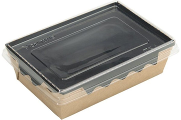 Салатник (крафт) 400 мл, 120/145*85/95*45 c прозрачной крышкой Оригамо