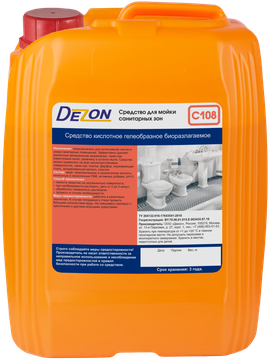 Дезон Средство моющее кислотное C108, Мойка санитарных зон, гель, кислотное Готовое. 5,0 кг. (кан