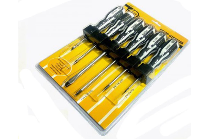 Набор отверток 6 предметов PH0x75, PH1x100, PH2x150, SL3x75, SL5x100, SL8x150 БМ 13007