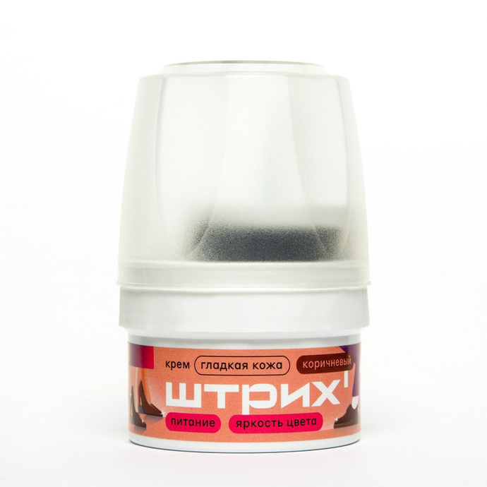 ШТРИХ   Крем банка с губкой  для гладкой кожи, 60 мл. КОРИЧНЕВЫЙ *12*48*