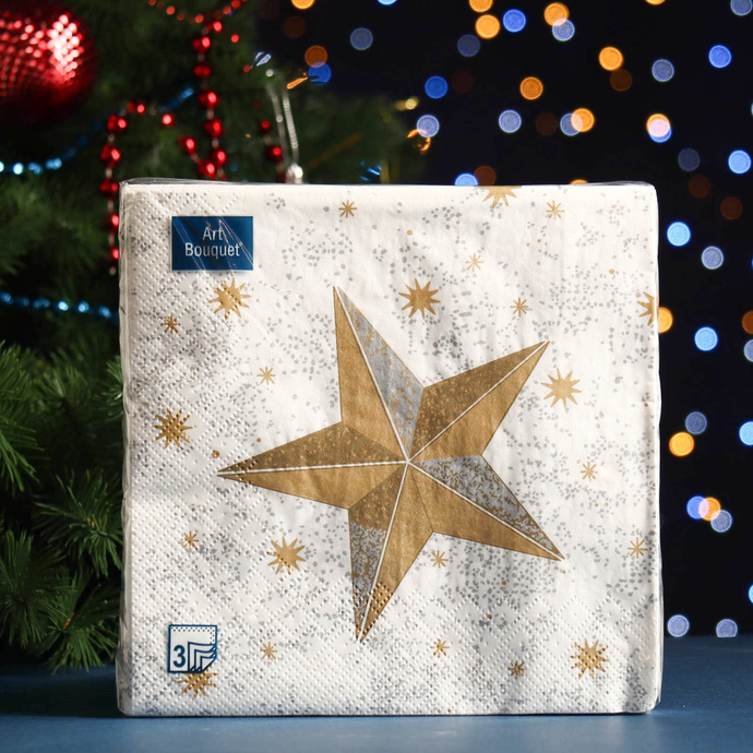 Салфетки Art Bouquet "Золотая звезда" 33х33 ,3 слоя .20л /вл.12
