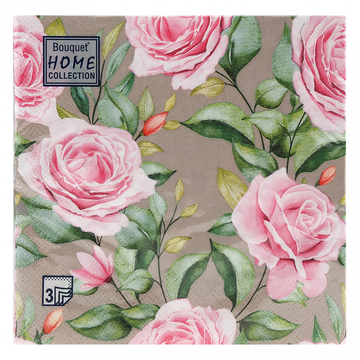 Салфетки бумажные декоративные 33*33, 3сл, 20л Bouquet Home Collection Classic "Очаровательные розы"