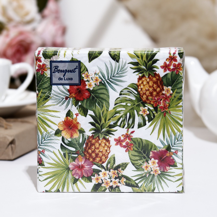 Салфетки Bouquet de Luxe 24*24 3 сл/25л "Тропики"/15