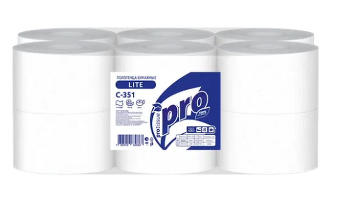 Полотенца бумажные с центр. вытяжкой PRO 1 слой, 275 м, вл.6 C351