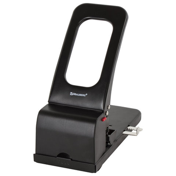Дырокол металлический Мощный BRAUBERG Heavy duty, до 100 листов, черный