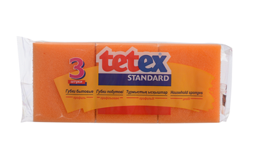 Губки для мытья посуды TETEX профильные поролоновые 85х65x41мм, 3 шт/уп