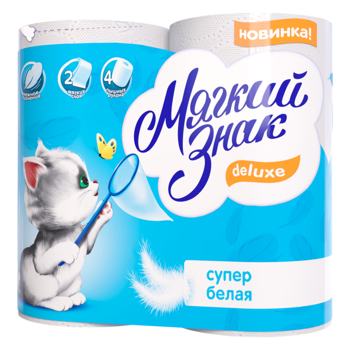 Туалетная бумага Мягкий знак Deluxe Белая 2-сл. 4 рул./вл.24 С41