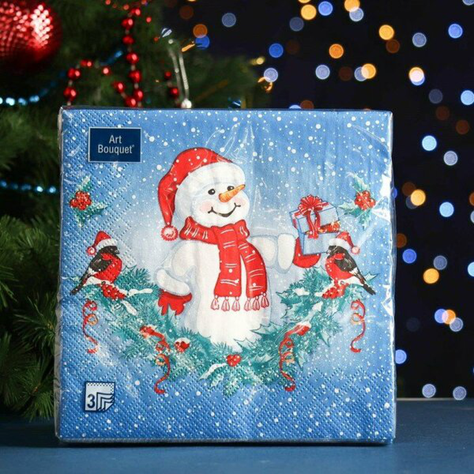 Салфетки Art Bouquet "Снеговик" 33х33 ,3 слоя .20л /вл.12