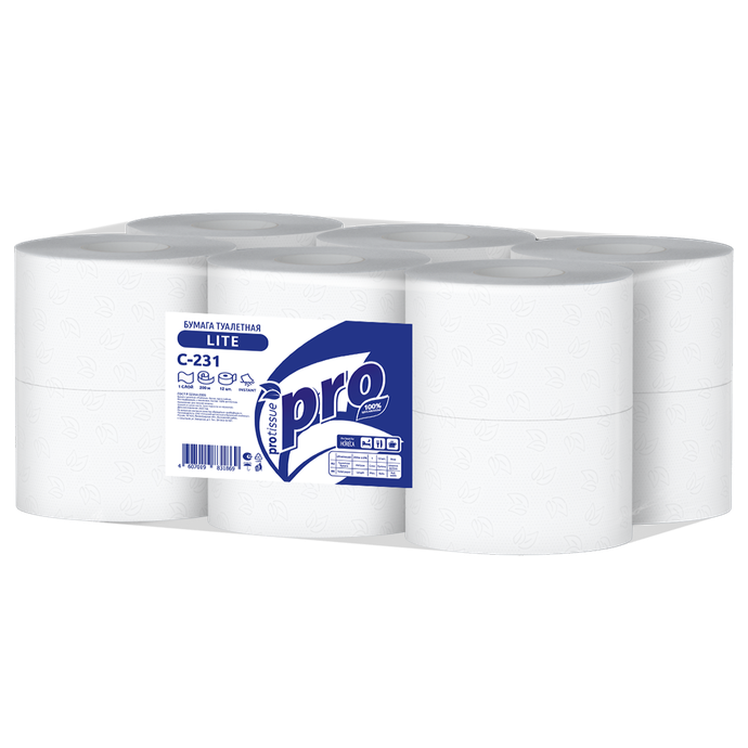 Бумага туалетная PRO 1 слой 200 м/12 вл  С231