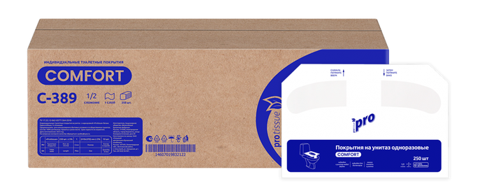 Индивидуальные покрытия на унитаз "Protissue" 1 слой (410*370, 250 шт) вл./10  С389