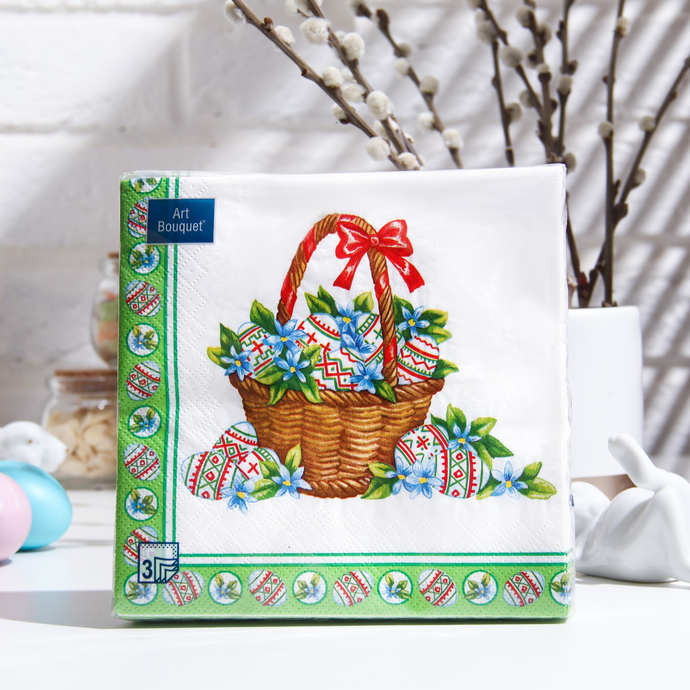 Салфетки  Art Bouquet "Корзина на пасху" 33х33 3 сл.,20л/вл.12