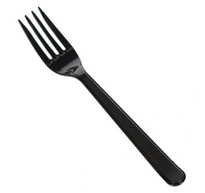 Вилка 17 см пластиковая черная (ПС)