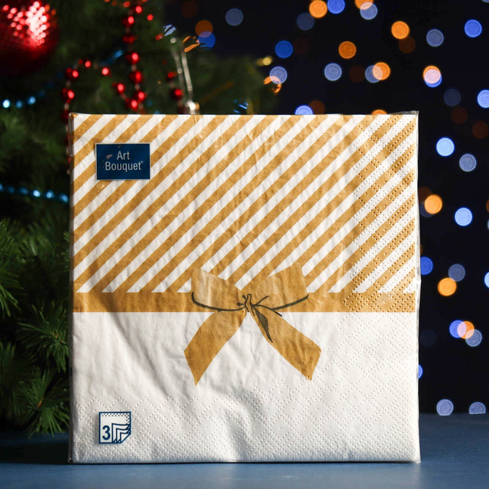 Салфетки Art Bouquet "Подарок Золото" 33х33 ,3 слоя .20л /вл.12
