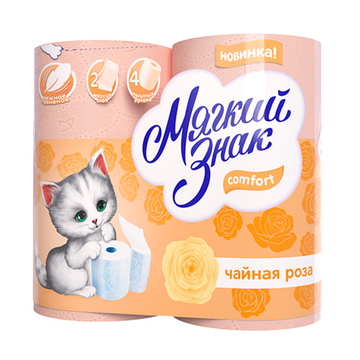 Туалетная бумага Мягкий знак Чайная роза 2-сл. 4 рул./вл.24 С94