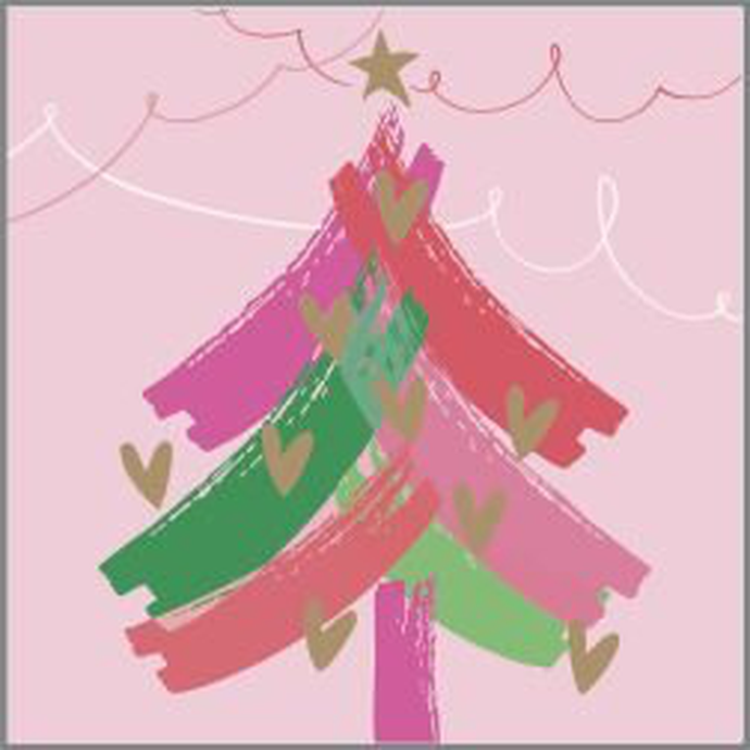 Салфетки Art Bouquet "Новогодняя ель на розовом" 33х33 ,3 слоя .20л /вл.12