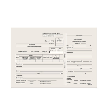 Бланк бухг. типогр. Приходно-кассовый ордер, А5 (138*197 мм) /100