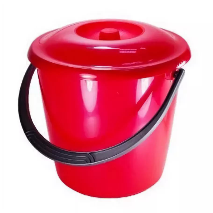 Ведро "СОЛО" 5 л с крышкой перламутровое красное