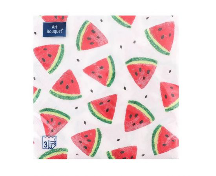 Салфетки Art Bouquet  "Арбузные дольки" 33х33 , 3 слоя .20л/вл.12